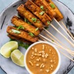 Crispy Tofu Satay Skewers with Peanut Sauce